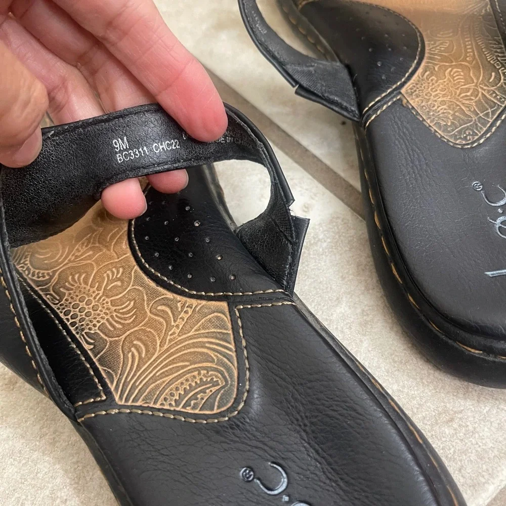 B.O.C. Born Concept Women Black Toe Loop Slide Sandals flip flop Size 9M